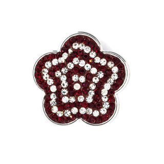 Microcast Intermediation Component With Rhinestones 4pcs Double Through Hole 24mm Red Flower