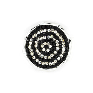 Microcast Intramezzo Component With Rhinestones 4τμχ Διπλή Τρύπα 24mm Μαύρο