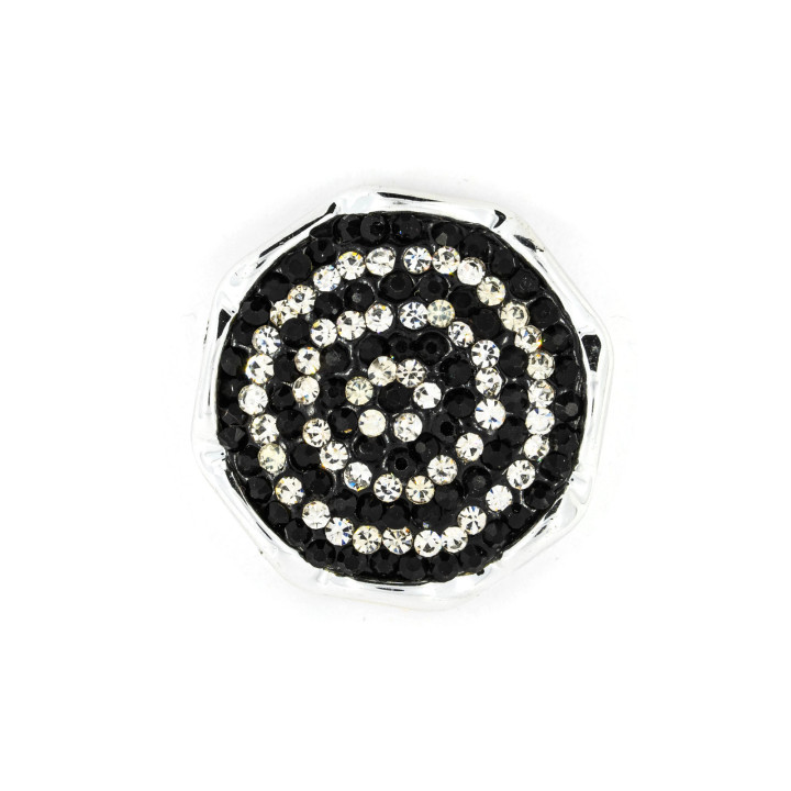 Componente Intermedio Fundido Con Strass 4 Piezas Doble Agujero Pasante 24mm Negro