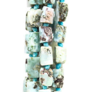 Cilindro De Piedra Irregular En Bruto Mate Satinado Larimar 6-8x9-12mm