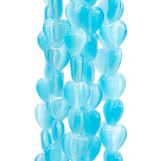 Cat's Eye Coeur Plat 10mm Bleu Clair
