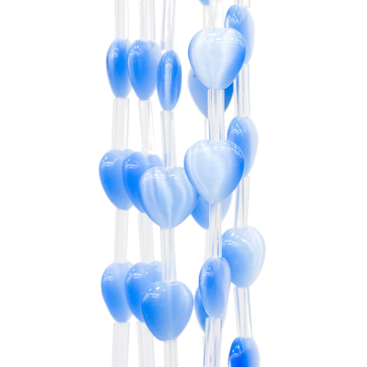 Katzenauge Herz flach 12mm Hellblau