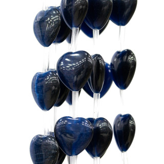 Cat's Eye Coeur Plat 16mm Bleu Saphir Foncé