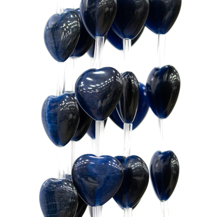Cat's Eye Coeur Plat 16mm Bleu Saphir Foncé