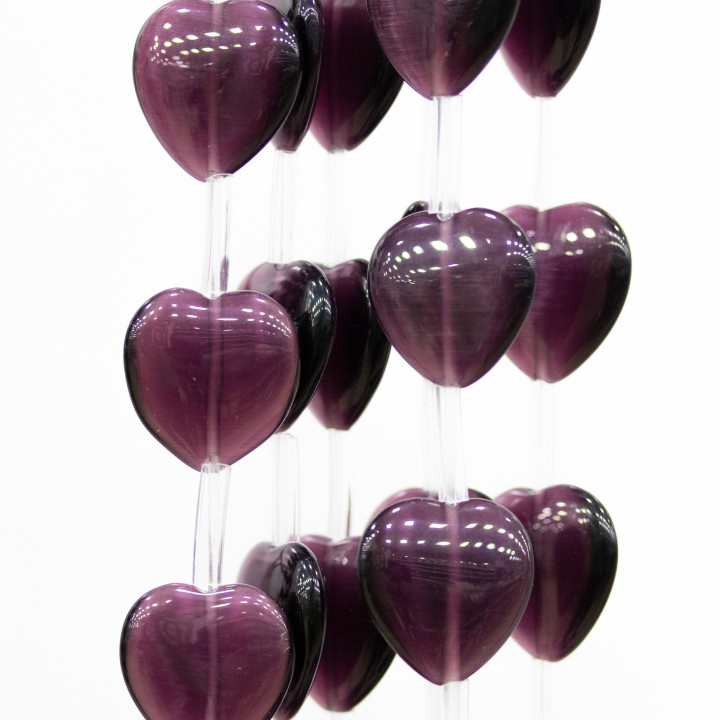 Cat's Eye Heart Plate 16mm Μωβ