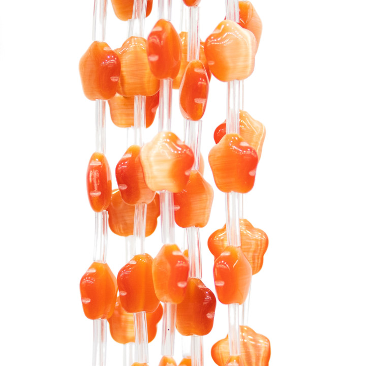Cat's Eye Flower with 5 Petals Flat 12mm Orange