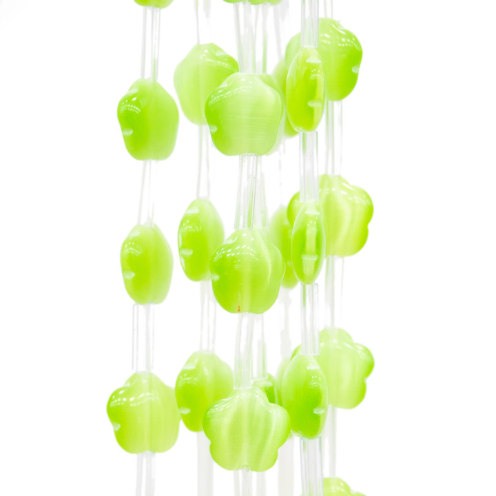 Λουλούδι Cat's Eye με 5 πέταλα Επίπεδα 12mm Πράσινο Μήλο