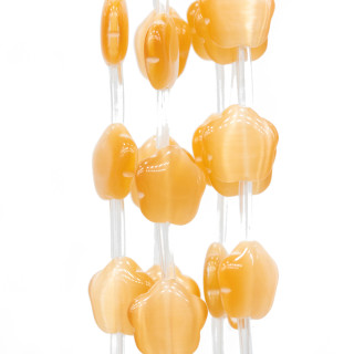 Cat's Eye 5 Petal Flower Flat 14mm Ροδάκινο