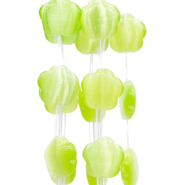 Flor Ojo De Gato 5 Pétalos Plana 14mm Verde Manzana