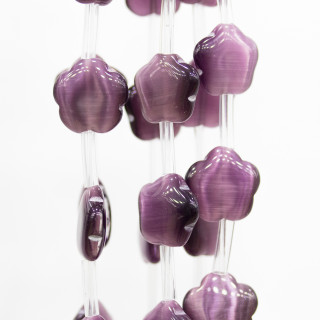 Cat's Eye 5 Petal Flower Flat 14mm Μωβ