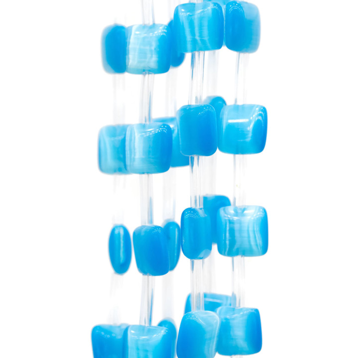 Ojo de Gato Cuadrado Azul 10mm Plano