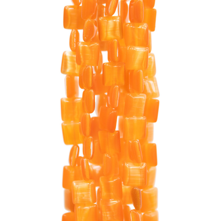 Cat's Eye Flat Square 6mm Orange