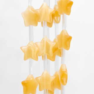 Cat's Eye 5-Pointed Star Flat 14mm Orange