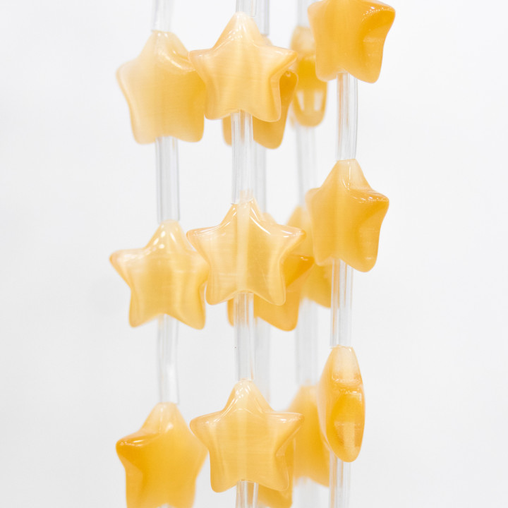 Cat's Eye 5-Pointed Star Flat 14mm Orange