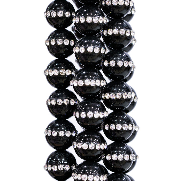 Onyx Avec Strass Ronds Lisses 06mm