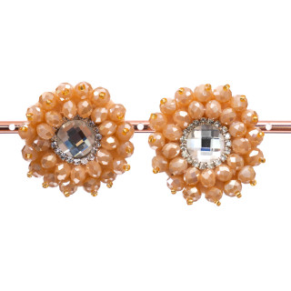 Bijouterie Clip Earrings With Faceted Crystals With Central Cabochon 36mm Peach AB