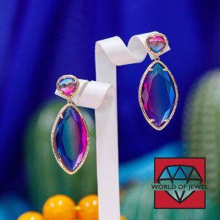 Bronze Ohrstecker mit Katzenauge 21x52mm Farbe 1