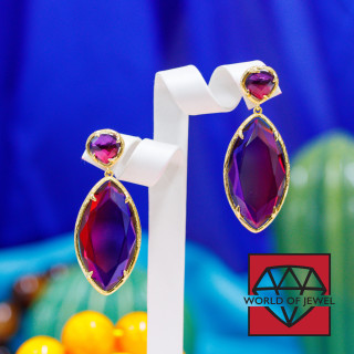 Pendientes Bolitas Bronce Con Conjunto Ojo De Gato 21x52mm Color 5