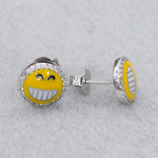 Ohrringe aus Silber 925 Emoji und Zirkonen 10mm MOD3