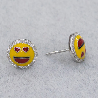 Ohrringe aus 925 Silber Emoji und Zirkonen 10mm MOD7