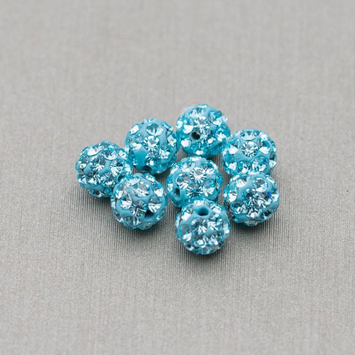 Bolas Strass Agujero Pasante Redondas 04mm 20uds Azul Claro
