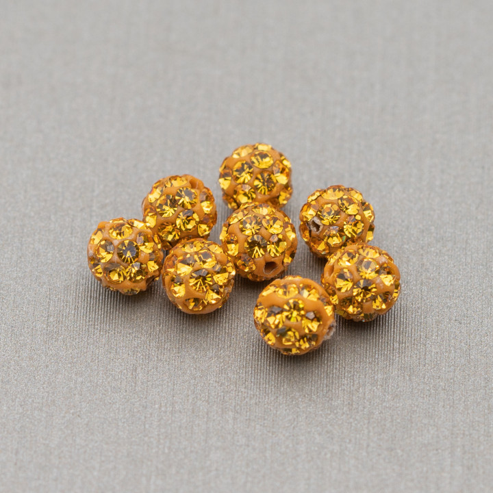 Boules Strass Trou Traversant Rond 04mm 20pcs Or
