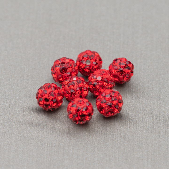 Boules Strass Trou Traversant Rond 04mm 20pcs Rouge