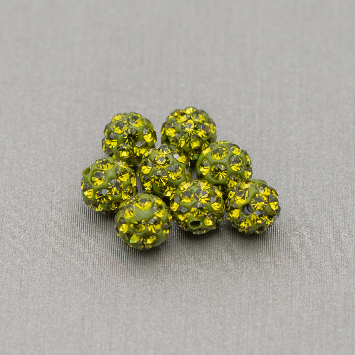 Rhinestone Balls Round Hole 04mm 20pcs Peridot Green