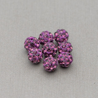 Bolas Strass Agujero Pasante Redondas 04mm 20uds Morado
