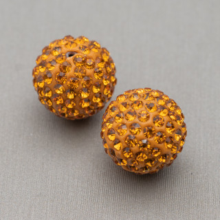 Palline Di Strass Mezzo Foro Tondo 10mm 12pz Giallo