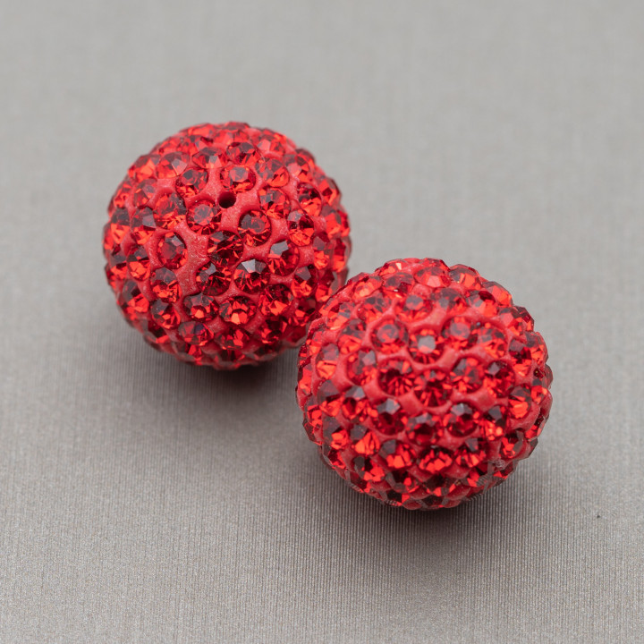 Palline Di Strass Mezzo Foro Tondo 16mm 6pz Rosso