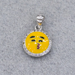Pendant Pendant Of 925 Silver Emoji And Zircons 10mm MOD1
