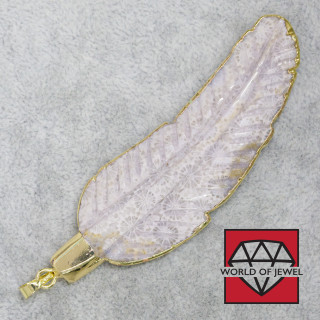 Ágata Fósil Cruda Colgante Filo Oro 25-80mm 2uds