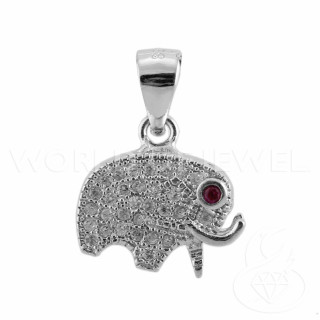 925 Sterling Silber Anhänger mit Zirkonia Elefant 13x17mm 2St Rhodium