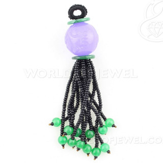 Burma Jade Pendant And Crystals 1pc - Lilac