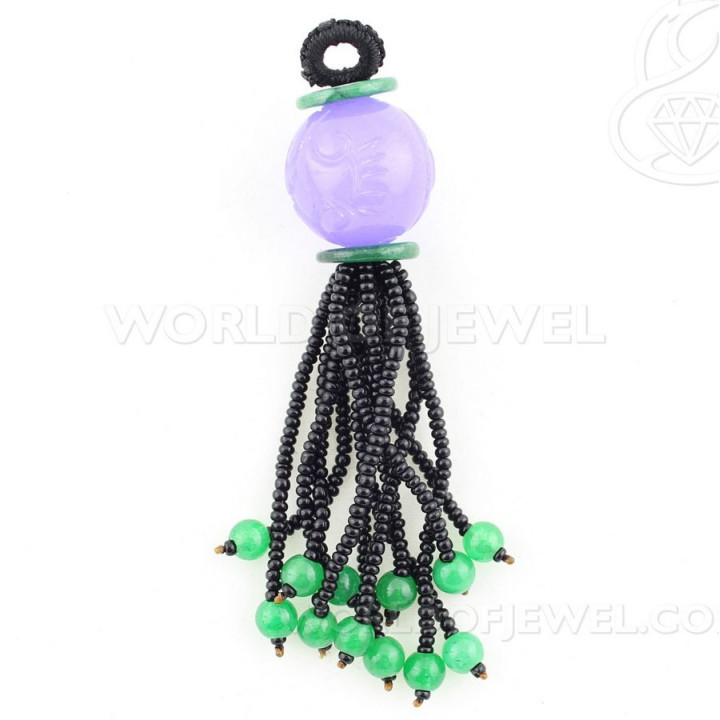 Pendentif Jade Birman Et Cristaux 1pc - Lilas