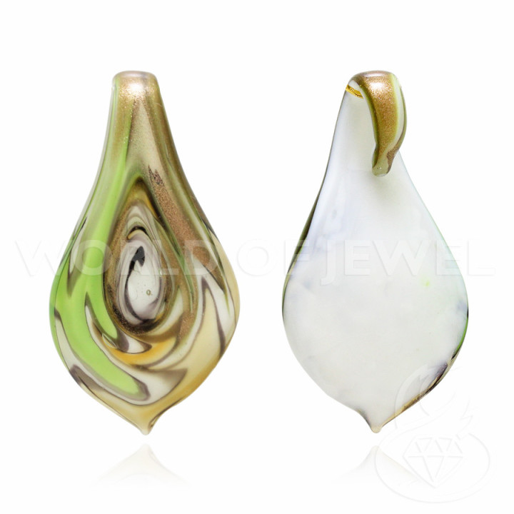 Murano Glas Anhänger mit Fantasie 32x62mm - 2St Grün