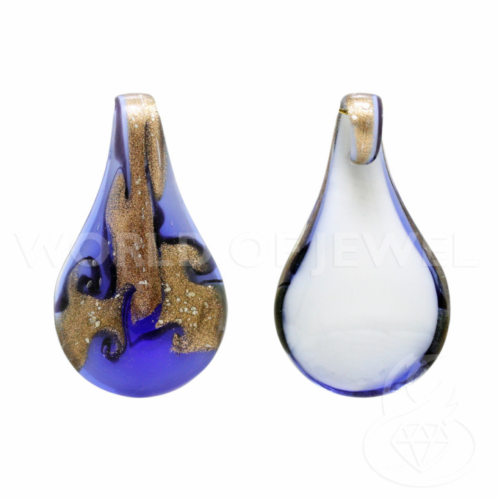 Murano Glas Anhänger mit Fantasie 34x62mm - 2St Blau