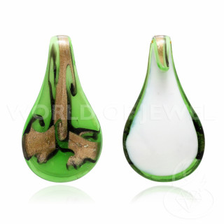 Colgante de Cristal de Murano con Fantasía 34x62mm - 2pcs Verde