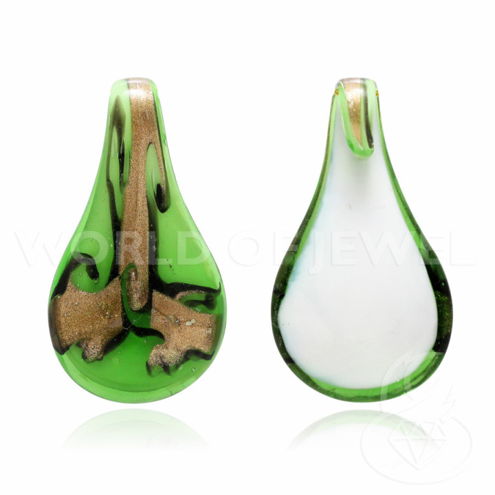 Murano Glas Anhänger mit Fantasie 34x62mm - 2St Grün