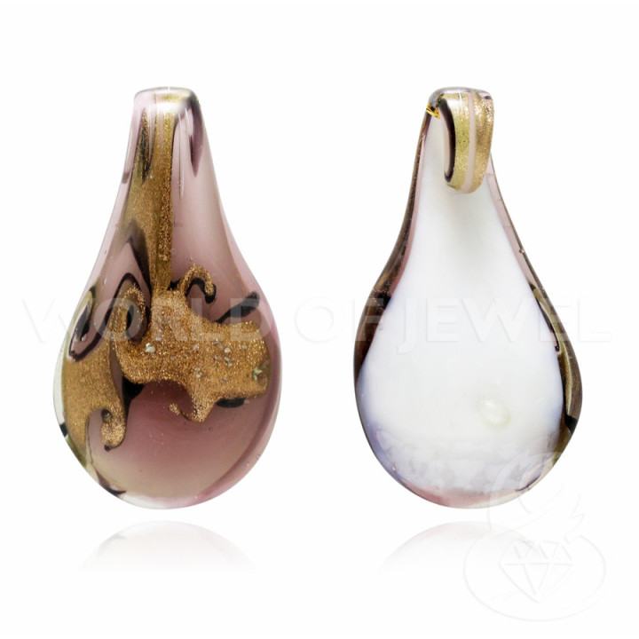 Anhänger aus Muranoglas mit Fantasie 34x62mm - 2St Lila
