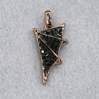 Anhänger Anhänger Silber 925 mit Zirkonia - Flügel 14x28mm Rose 'Schwarz'