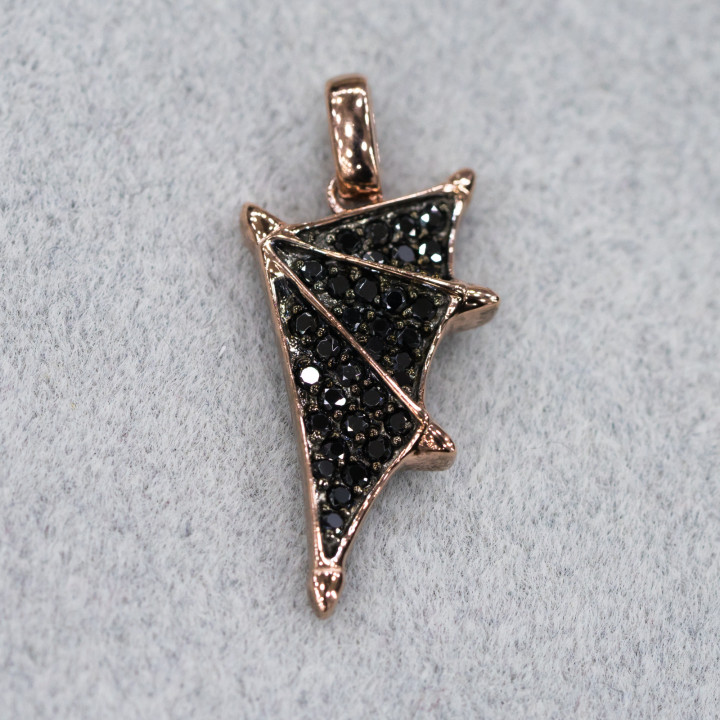 Pendentifs Pendentif Argent 925 Avec Zircons - Aile 14x28mm Rose 'Noir