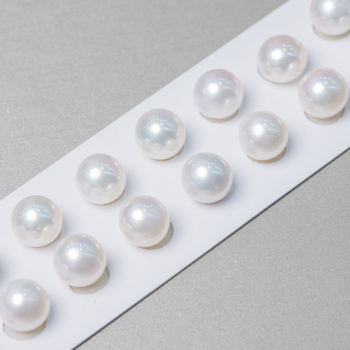 Perles de rivière rondes 1 trou (AAAAA) 10,5-11,0 mm 6 paires blanches