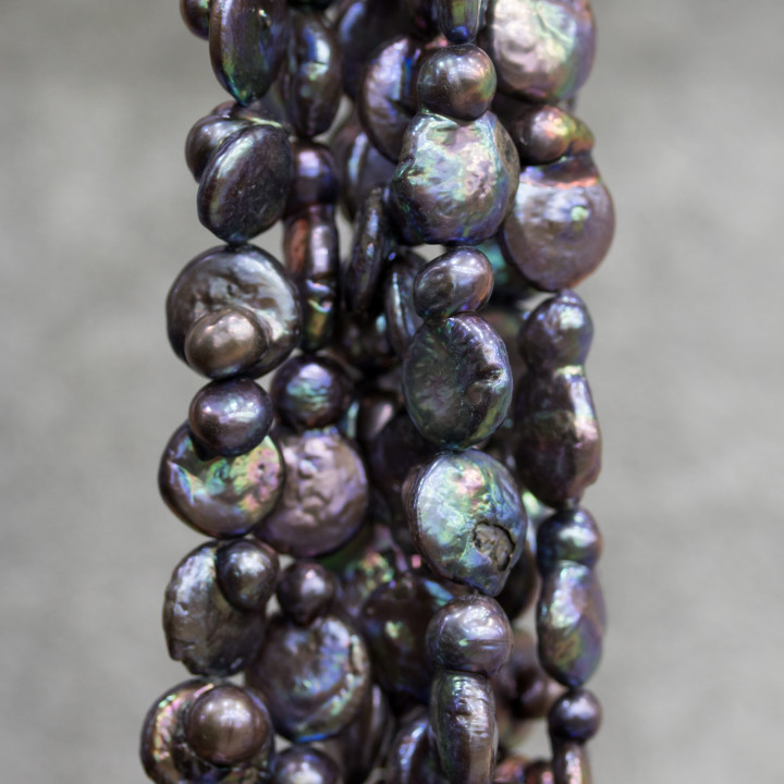 Perles de rivière baroques pas chères 10-15mm gris foncé