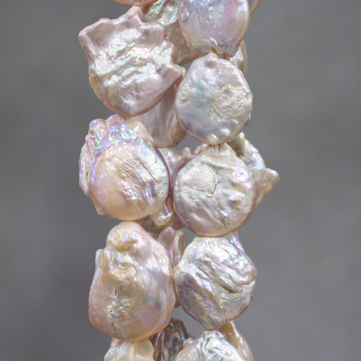 Perles de rivière baroques plates (YQG) Lilas 80-90gr