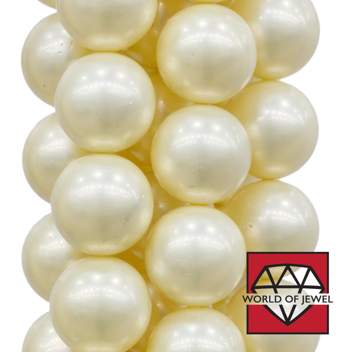 Perles Majorque Jaune Clair Rondes Lisses 14mm
