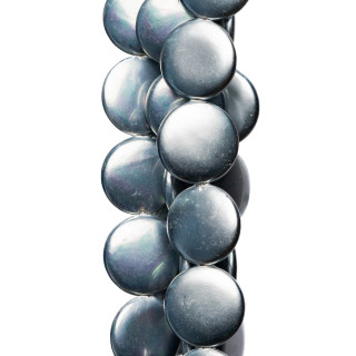 Mallorca Pearls Plata Gris Redondo Liso Plano 16mm