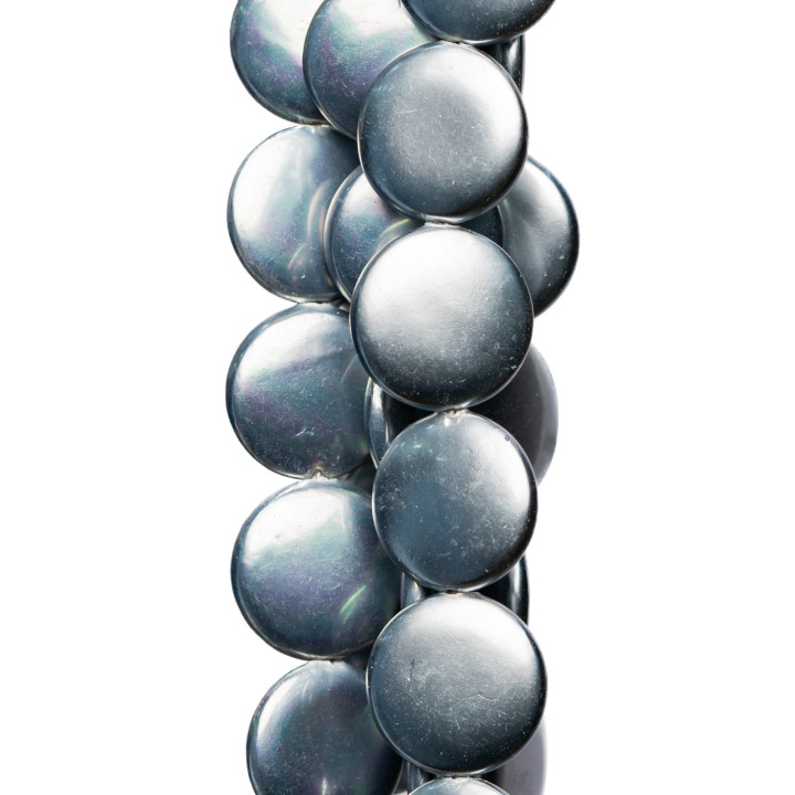 Perle di Maiorca Grigio Argento Tondo Piatto Liscio 20mm