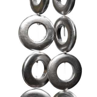 Graue mallorquinische Perlen, rund, flach, perforiert, 25 mm